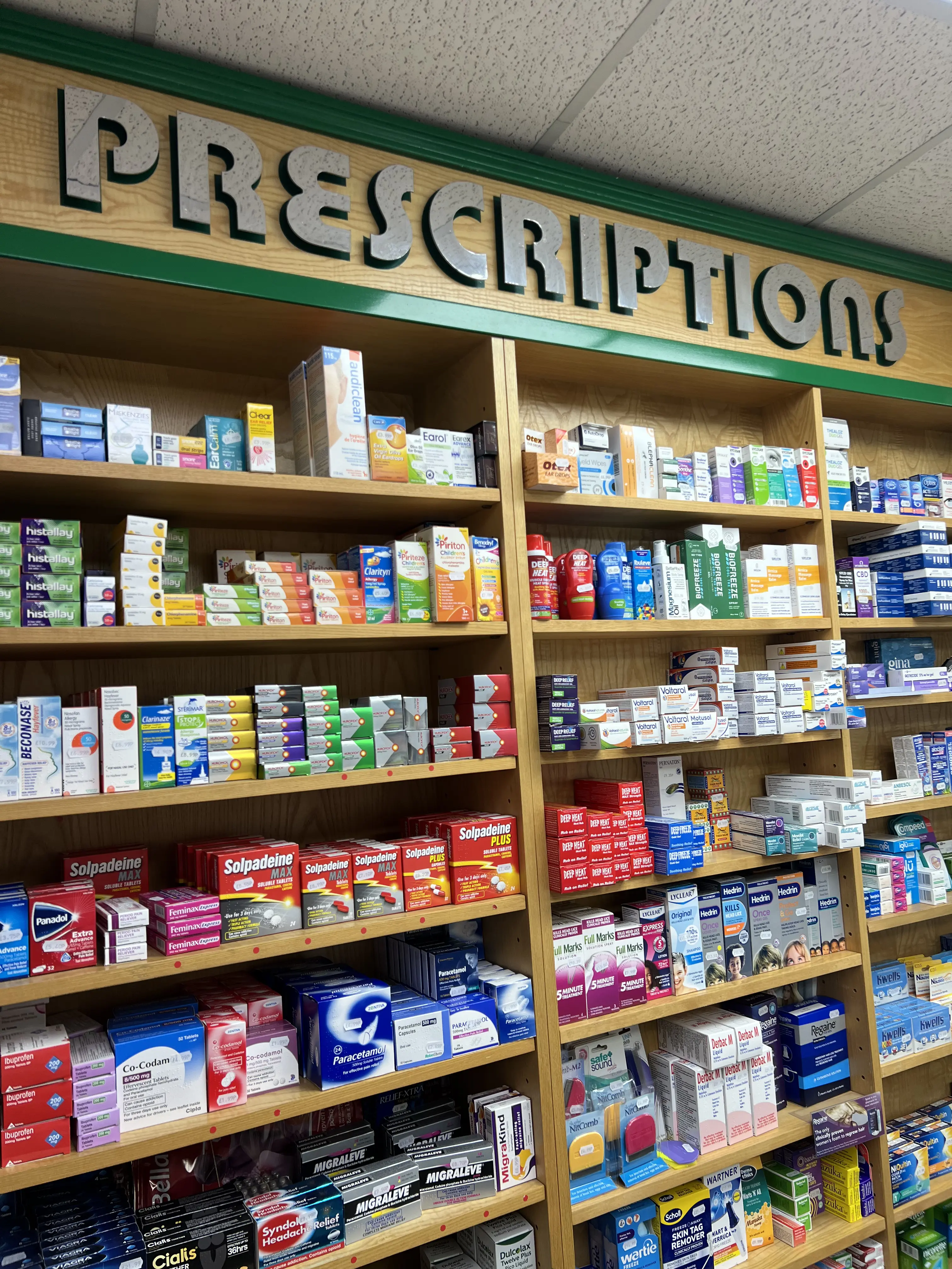 Granshaws Chemist prescriptions shelf